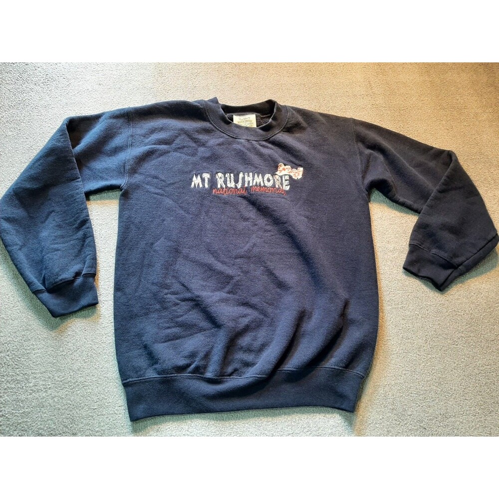 Mt. Mount Rushmore Memorial Fred Harvey Vintage sweater Adult Large blue size L
